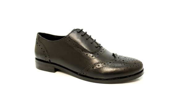 Cipriata Ladies Teenage Girls Black Leather Oxford Brogues School Shoes Size 3-8 